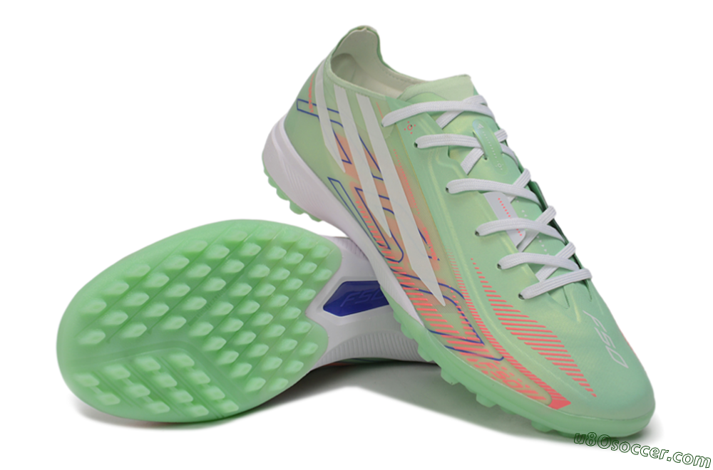 Adidas F50 Hyperfast Elite TF Artificial Turf Soccer Shoes - Green/Mint/Coral 3