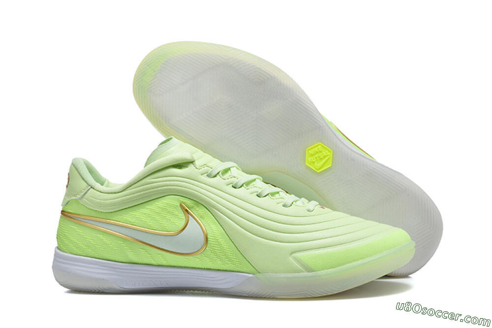 Nike Tiempo Street Gato IC Indoor & Futsal Soccer Shoes - Green/Barely Volt/Metallic Gold 1