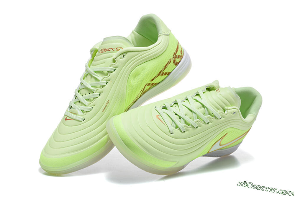 Nike Tiempo Street Gato IC Indoor & Futsal Soccer Shoes - Green/Barely Volt/Metallic Gold 6