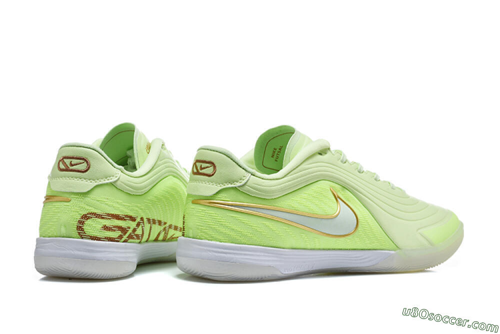 Nike Tiempo Street Gato IC Indoor & Futsal Soccer Shoes - Green/Barely Volt/Metallic Gold 9