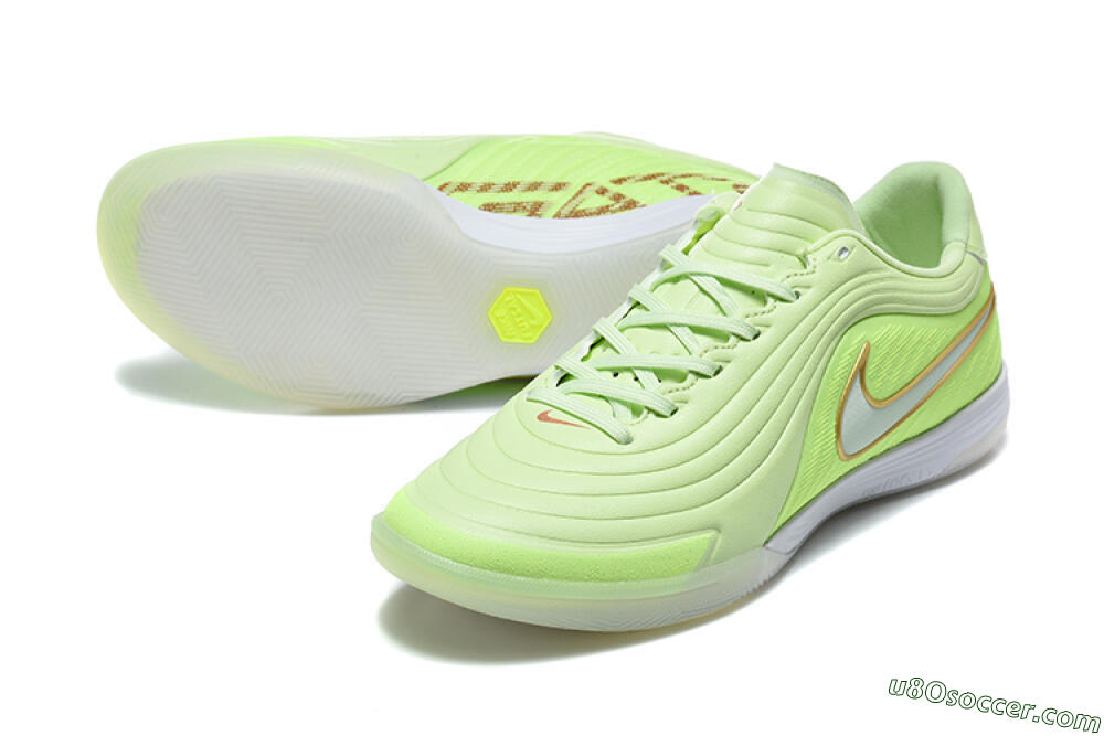 Nike Tiempo Street Gato IC Indoor & Futsal Soccer Shoes - Green/Barely Volt/Metallic Gold 3