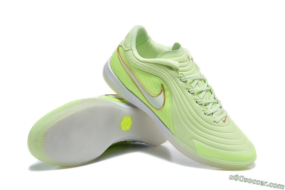 Nike Tiempo Street Gato IC Indoor & Futsal Soccer Shoes - Green/Barely Volt/Metallic Gold 4