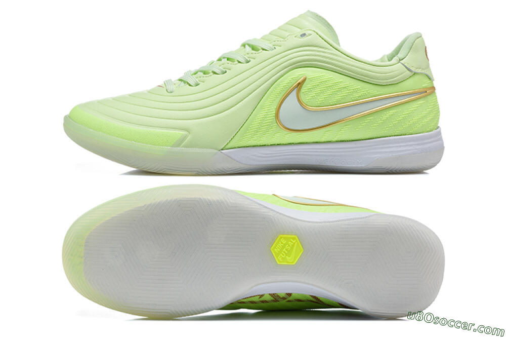 Nike Tiempo Street Gato IC Indoor & Futsal Soccer Shoes - Green/Barely Volt/Metallic Gold 0