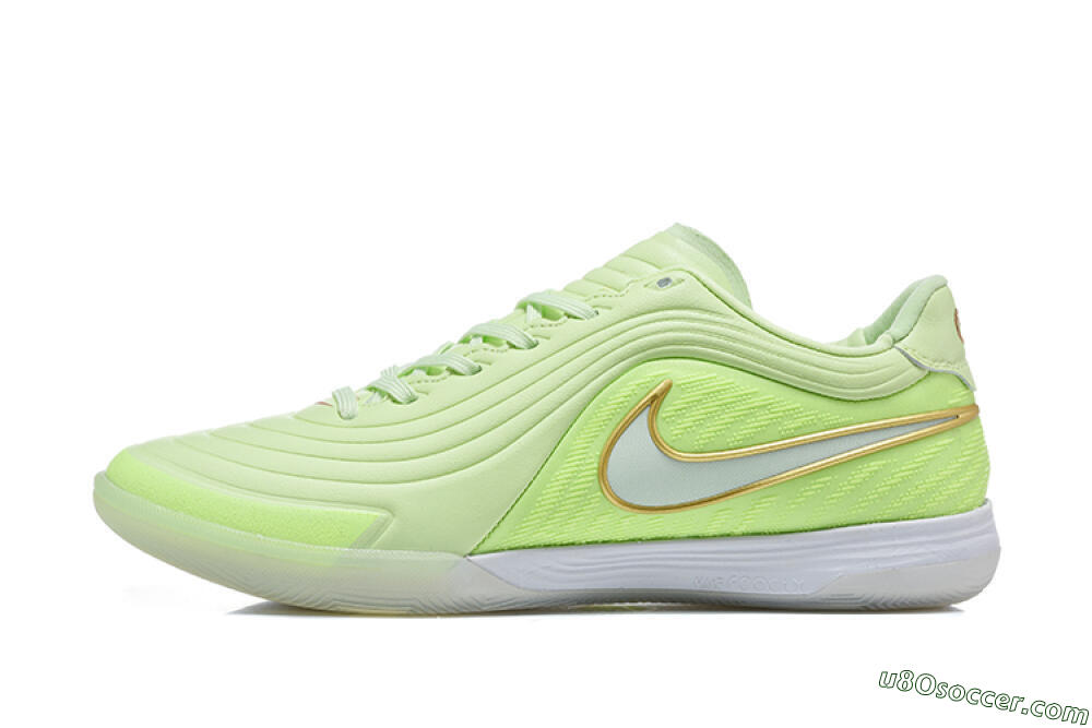 Nike Tiempo Street Gato IC Indoor & Futsal Soccer Shoes - Green/Barely Volt/Metallic Gold 2