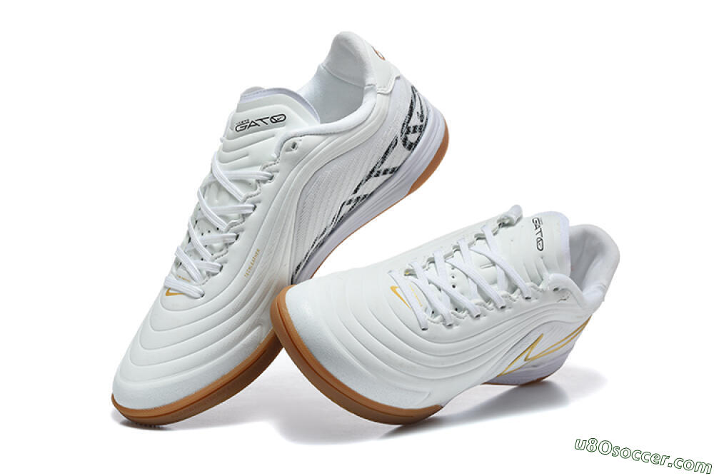 Nike Tiempo Street Gato IC Indoor & Futsal Soccer Shoes - White/Summit White/Metallic Gold 6