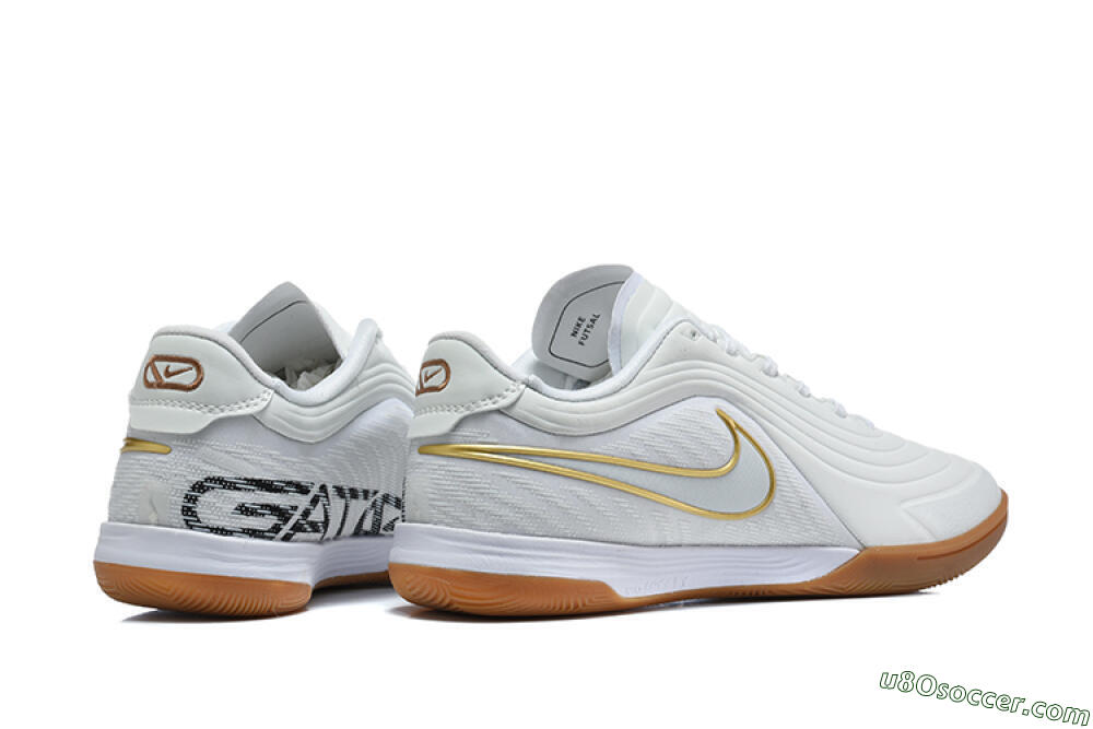 Nike Tiempo Street Gato IC Indoor & Futsal Soccer Shoes - White/Summit White/Metallic Gold 9