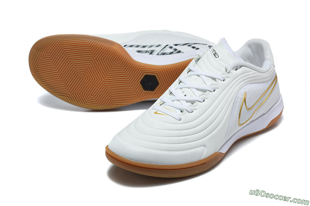 Nike Tiempo Street Gato IC Indoor & Futsal Soccer Shoes - White/Summit White/Metallic Gold 3