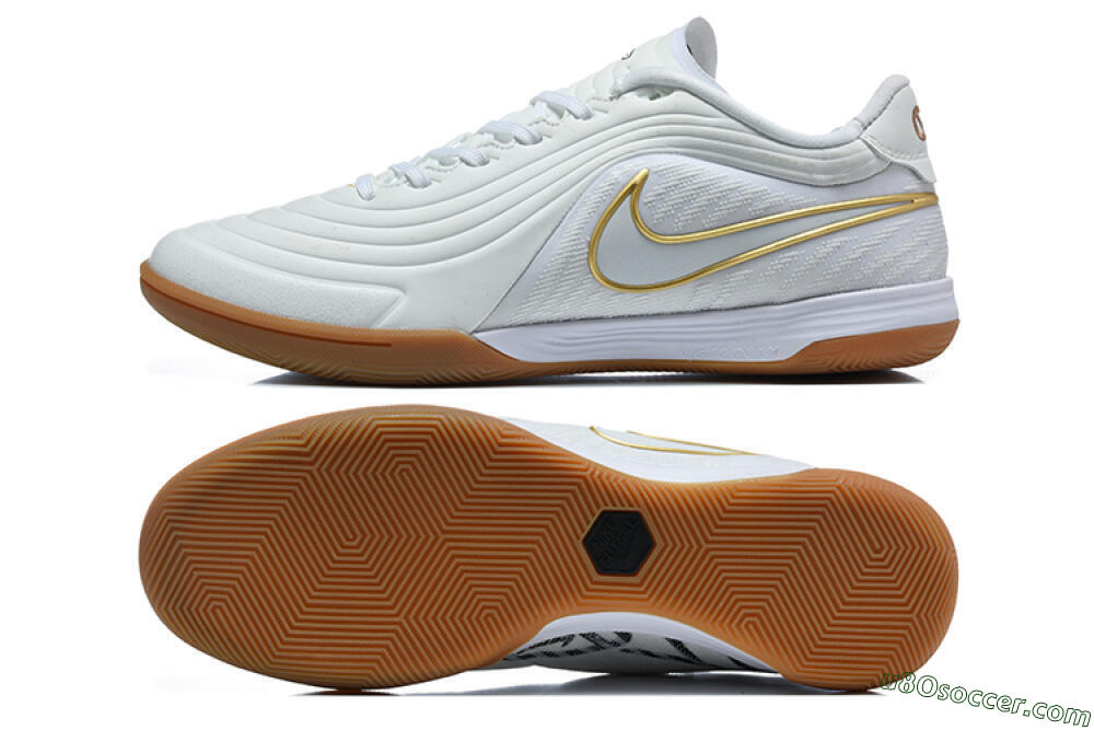 Nike Tiempo Street Gato IC Indoor & Futsal Soccer Shoes - White/Summit White/Metallic Gold 0