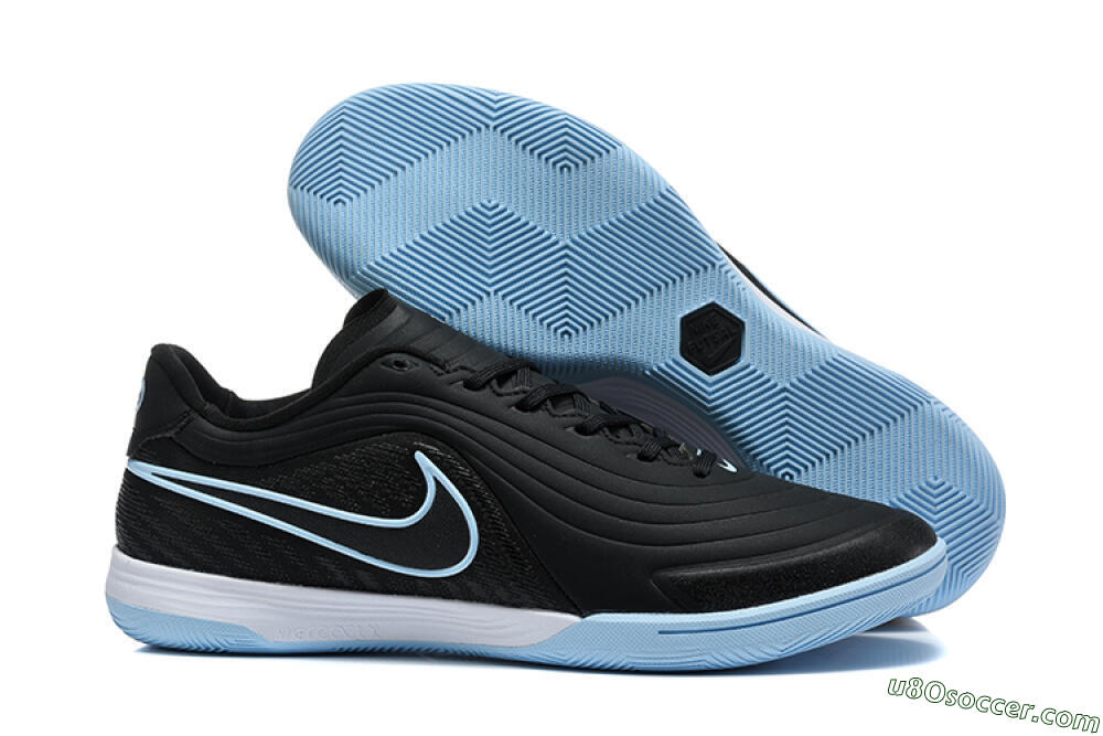 Nike Tiempo Street Gato IC Indoor & Futsal Soccer Shoes - Black/Black/University Blue 1