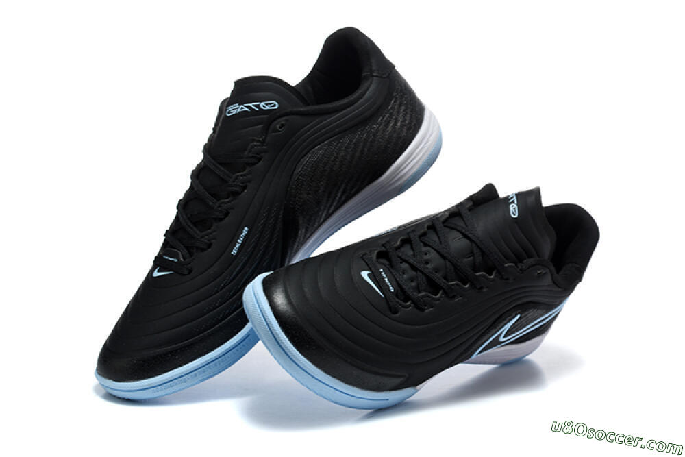 Nike Tiempo Street Gato IC Indoor & Futsal Soccer Shoes - Black/Black/University Blue 6