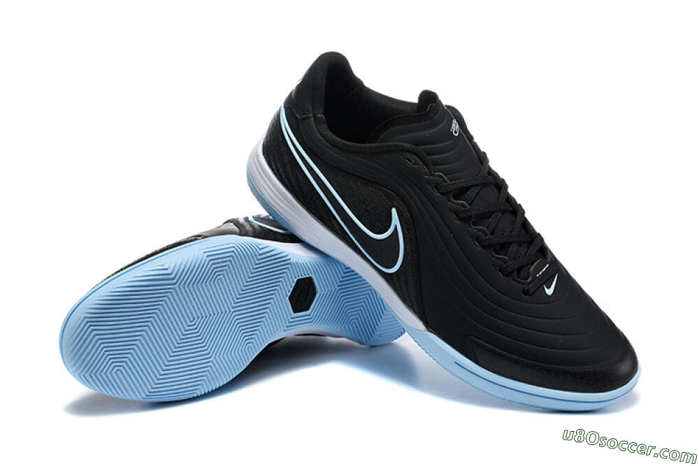 Nike Tiempo Street Gato IC Indoor & Futsal Soccer Shoes - Black/Black/University Blue 4