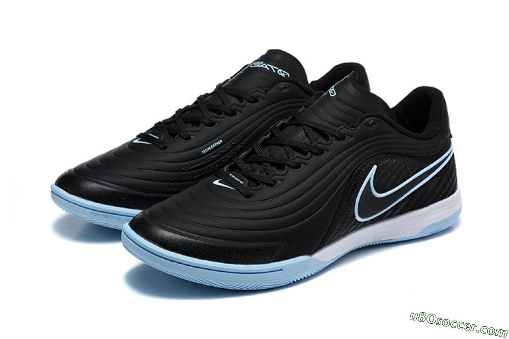 Nike Tiempo Street Gato IC Indoor & Futsal Soccer Shoes - Black/Black/University Blue 5
