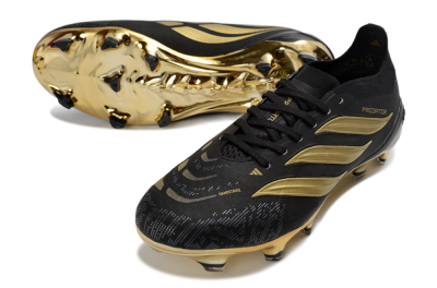 Adidas Predator 26 Elite FG Firm Ground Soccer Cleats - Black/Core Black/Metallic Gold