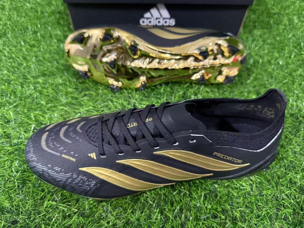 Adidas Predator 26 Elite FG Firm Ground Soccer Cleats - Black/Core Black/Metallic Gold