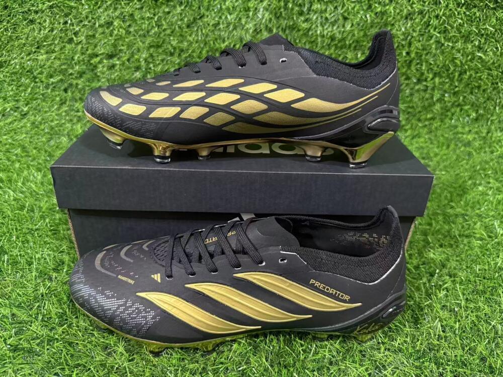 Adidas Predator 26 Elite FG Firm Ground Soccer Cleats - Black/Core Black/Metallic Gold