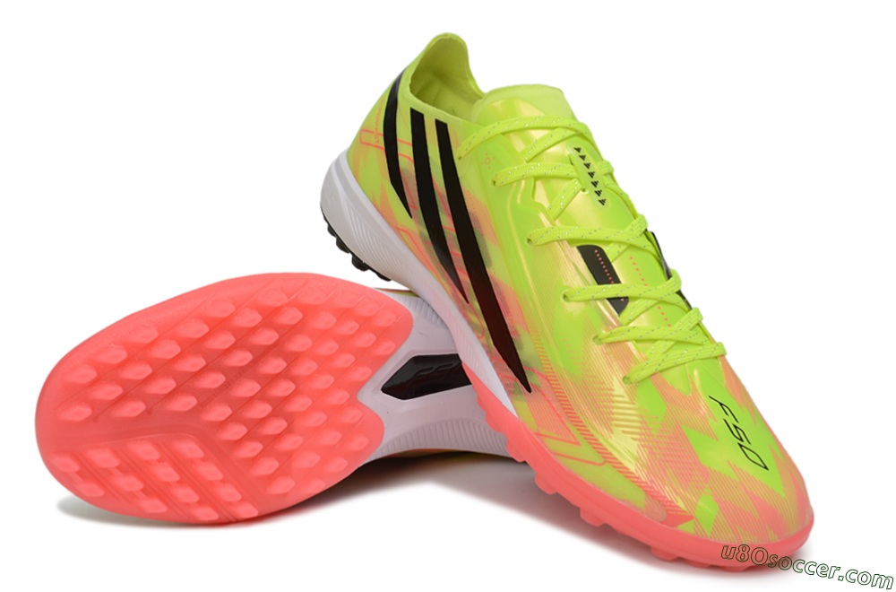 Adidas F50 Hyperfast Pro TF Artificial Turf Soccer Shoes - Yellow/Solar Yellow/Lucid Pink 3
