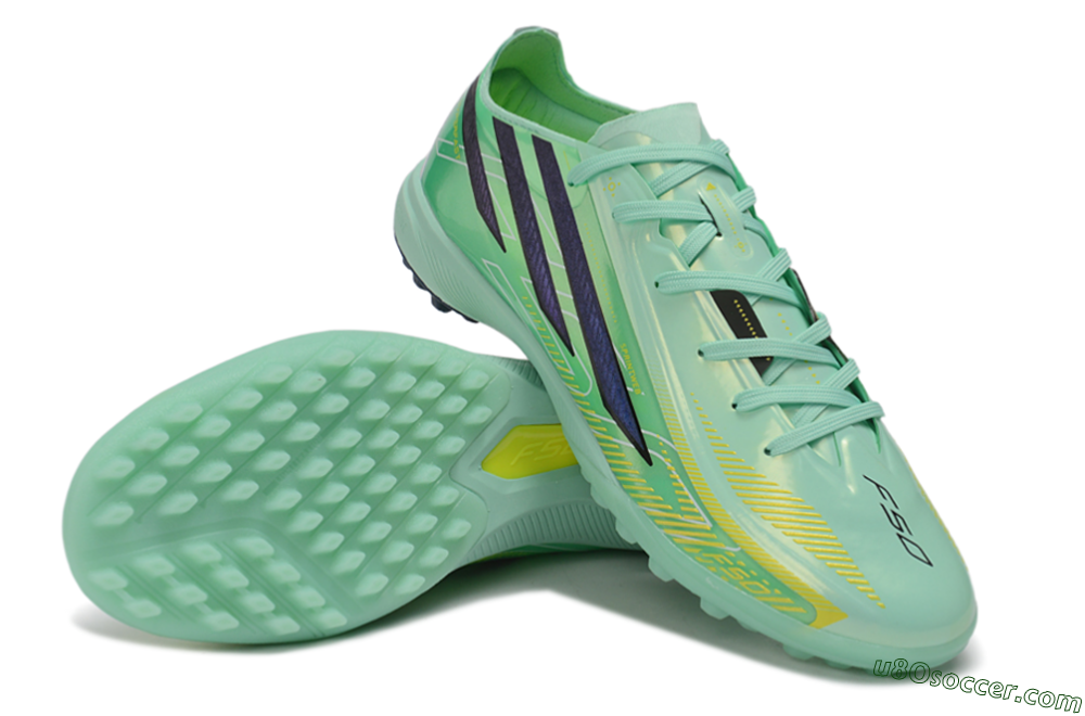 Adidas F50 Hyperfast Pro TF Artificial Turf Soccer Shoes - Green/Mint Rush/Dark Navy 3