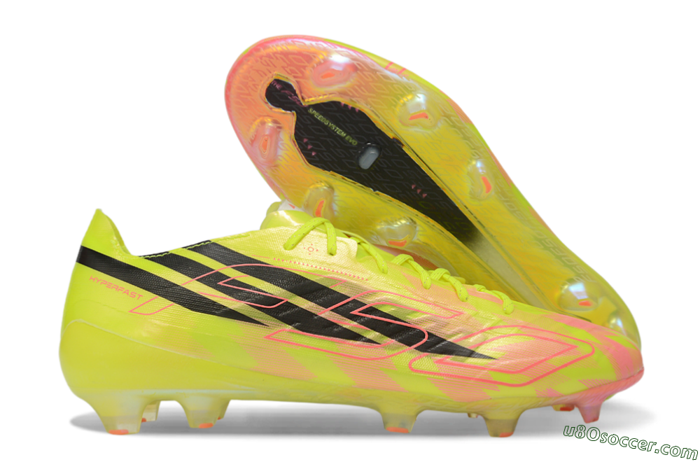 Adidas F50 Hyperfast Evo FG Firm Ground Soccer Cleats - Yellow/Solar Yellow/Lucid Pink 1