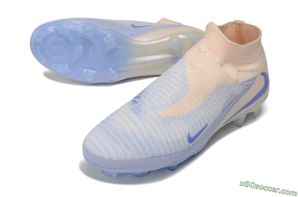 Nike Phantom 6 Elite High FG Firm Ground Soccer Cleats - Beige/Peach/Periwinkle 3