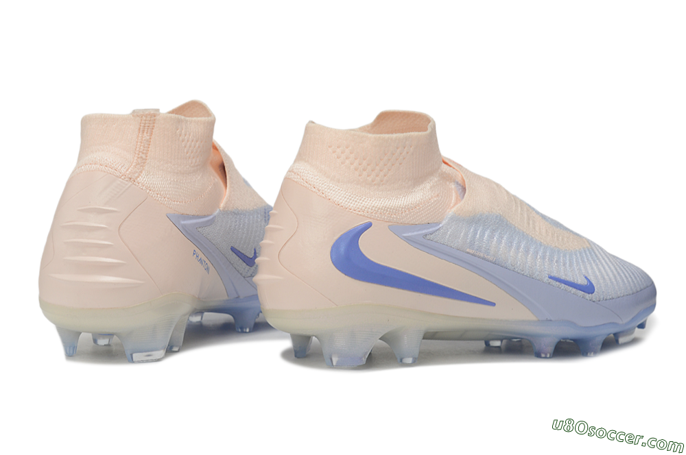 Nike Phantom 6 Elite High FG Firm Ground Soccer Cleats - Beige/Peach/Periwinkle 6