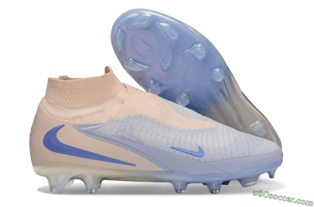 Nike Phantom 6 Elite High FG Firm Ground Soccer Cleats - Beige/Peach/Periwinkle 1