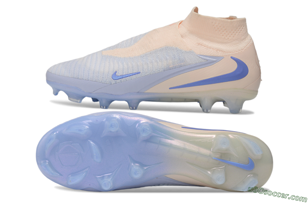 Nike Phantom 6 Elite High FG Firm Ground Soccer Cleats - Beige/Peach/Periwinkle 0
