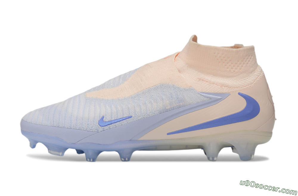 Nike Phantom 6 Elite High FG Firm Ground Soccer Cleats - Beige/Peach/Periwinkle 2