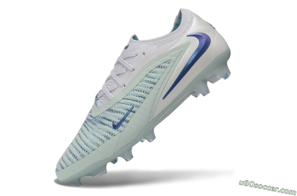 Nike Phantom 6 Elite Low FG Firm Ground Soccer Cleats - White/Glacier Blue/Metallic Royal 5