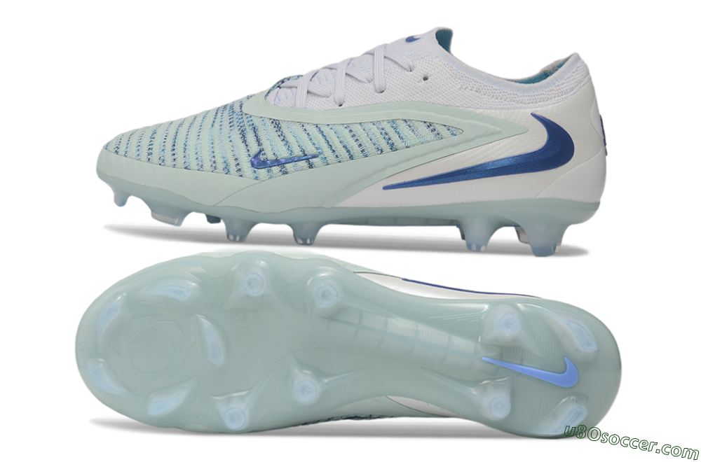Nike Phantom 6 Elite Low FG Firm Ground Soccer Cleats - White/Glacier Blue/Metallic Royal 0