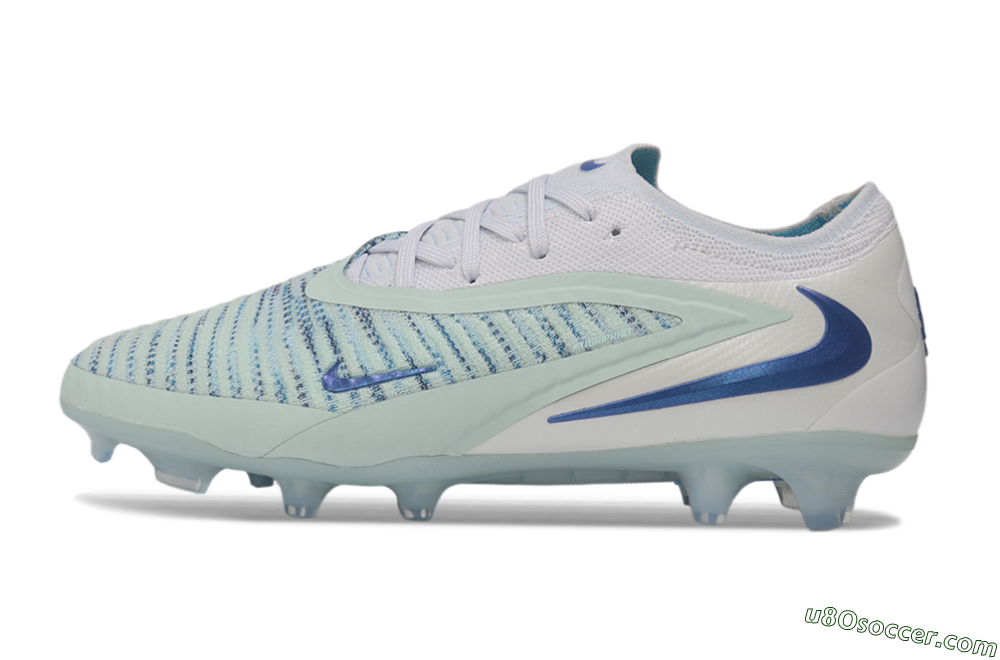 Nike Phantom 6 Elite Low FG Firm Ground Soccer Cleats - White/Glacier Blue/Metallic Royal 2