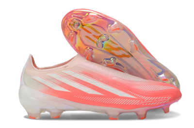 Adidas F50 Hyperfast Elite Laceless FG Firm Ground Soccer Cleats - Pink/Coral Pink/Iridescent White