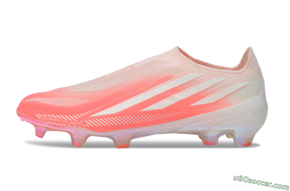 Adidas F50 Hyperfast Elite Laceless FG Firm Ground Soccer Cleats - Pink/Coral Pink/Iridescent White 2