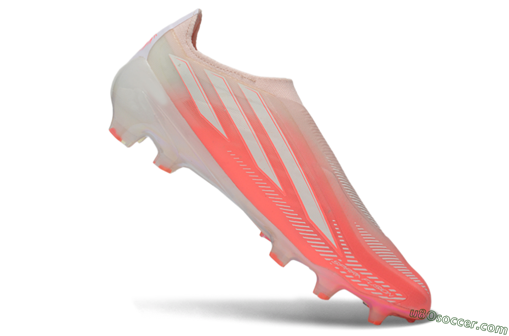 Adidas F50 Hyperfast Elite Laceless FG Firm Ground Soccer Cleats - Pink/Coral Pink/Iridescent White 4