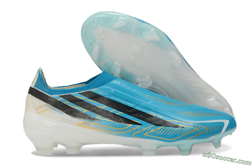 Adidas F50 Hyperfast Elite Laceless FG Firm Ground Soccer Cleats - Blue/Lucid Blue/White 1