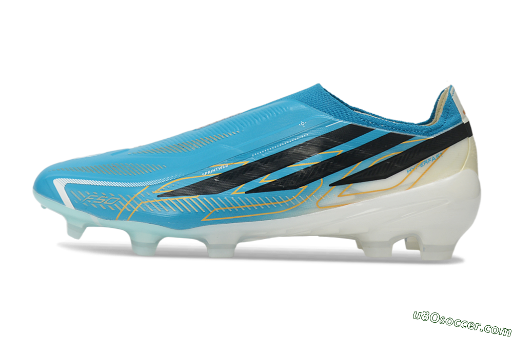 Adidas F50 Hyperfast Elite Laceless FG Firm Ground Soccer Cleats - Blue/Lucid Blue/White 2