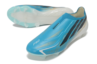 Adidas F50 Hyperfast Elite Laceless FG Firm Ground Soccer Cleats - Blue/Lucid Blue/White