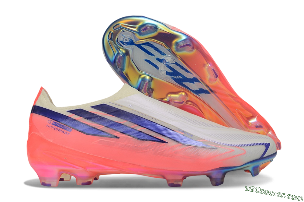 Adidas F50 Hyperfast Elite Laceless FG Firm Ground Soccer Cleats - White/Off White/Solar Pink 1