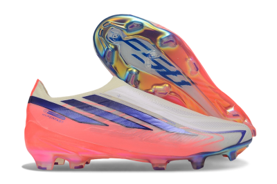 Adidas F50 Hyperfast Elite Laceless FG Firm Ground Soccer Cleats - White/Off White/Solar Pink