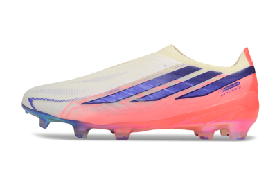 Adidas F50 Hyperfast Elite Laceless FG Firm Ground Soccer Cleats - White/Off White/Solar Pink