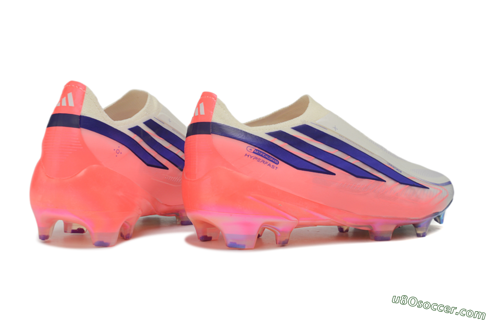 Adidas F50 Hyperfast Elite Laceless FG Firm Ground Soccer Cleats - White/Off White/Solar Pink 6