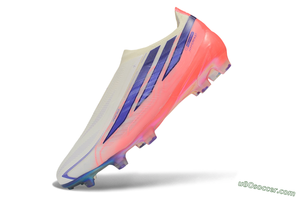 Adidas F50 Hyperfast Elite Laceless FG Firm Ground Soccer Cleats - White/Off White/Solar Pink 5