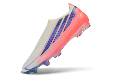 Adidas F50 Hyperfast Elite Laceless FG Firm Ground Soccer Cleats - White/Off White/Solar Pink