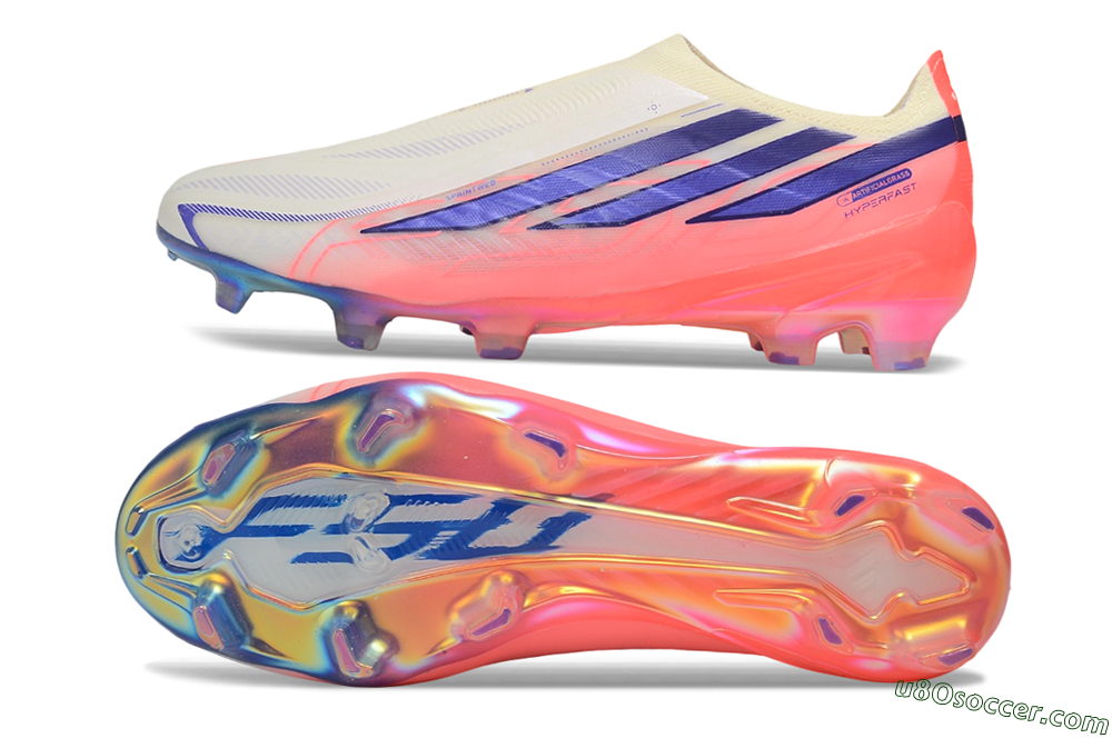 Adidas F50 Hyperfast Elite Laceless FG Firm Ground Soccer Cleats - White/Off White/Solar Pink 0