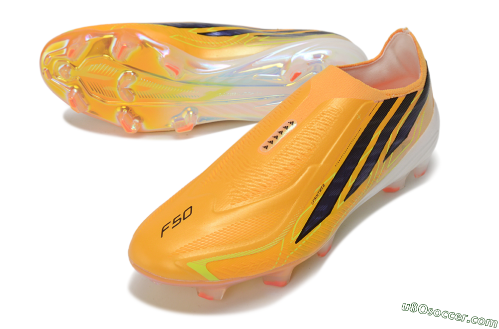 Adidas F50 Hyperfast Elite Laceless FG Firm Ground Soccer Cleats - Orange/Solar Orange/Core Black 3
