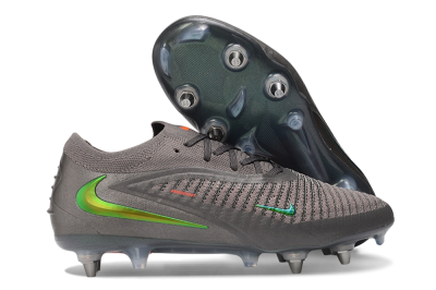 Nike Phantom 6 Elite Low SG Soft Ground Soccer Cleats - Grey/Iron Grey/Iridescent Green