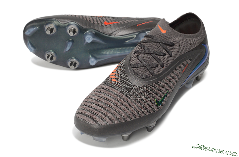 Nike Phantom 6 Elite Low SG Soft Ground Soccer Cleats - Grey/Iron Grey/Iridescent Green 3