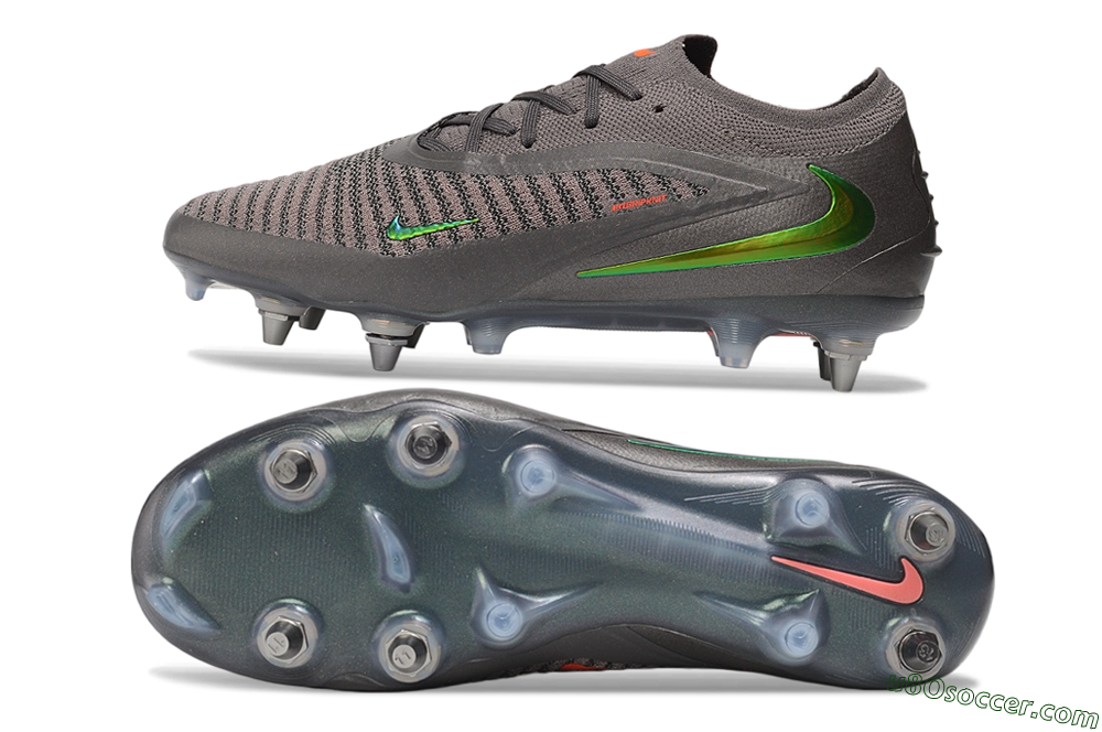 Nike Phantom 6 Elite Low SG Soft Ground Soccer Cleats - Grey/Iron Grey/Iridescent Green 0
