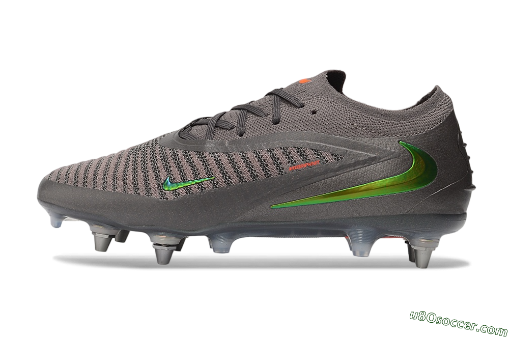 Nike Phantom 6 Elite Low SG Soft Ground Soccer Cleats - Grey/Iron Grey/Iridescent Green 2