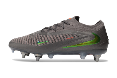 Nike Phantom 6 Elite Low SG Soft Ground Soccer Cleats - Grey/Iron Grey/Iridescent Green