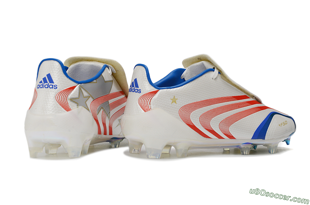 Adidas F50 Elite Tunit FG Firm Ground Soccer Cleats - White/Solar Red/Blue Rush 6